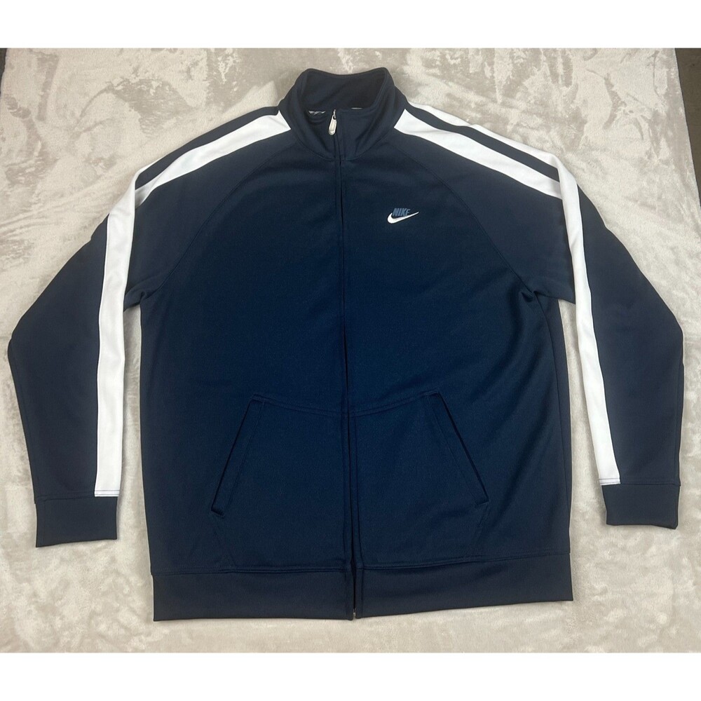 Nike Track Jacket Mens 3XL Navy Blue White Full Zip Athleisure Streetwear